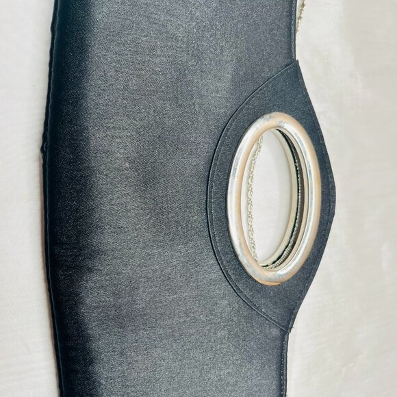 Timeless Elegance: Vintage Black Satin Handbag - Picture 4 of 10